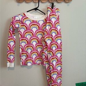 Hanna Andersson Girls Rainbow Arch Pink Red Yellow Blue Pajama Set
